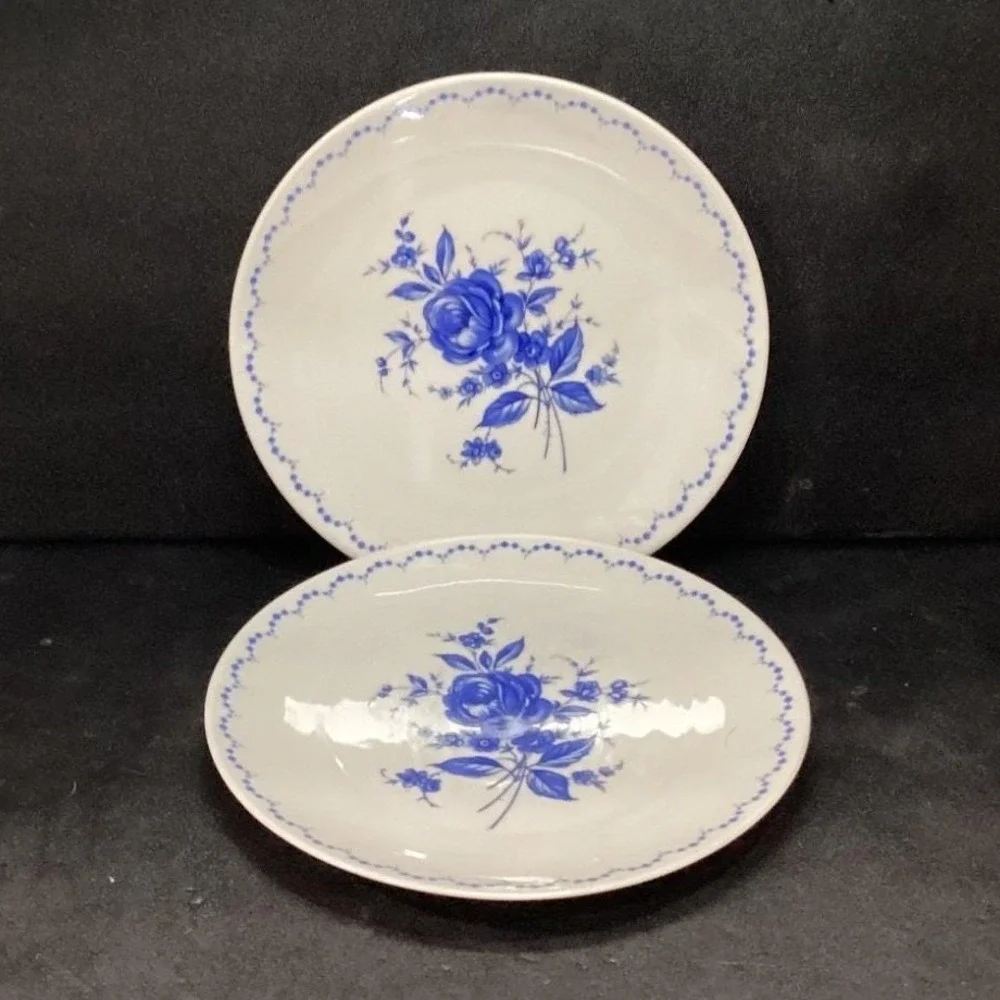 Alboth & Kaiser Bavaria Salad Plates,‎ Set of 2, Vintage Blue Floral Tableware